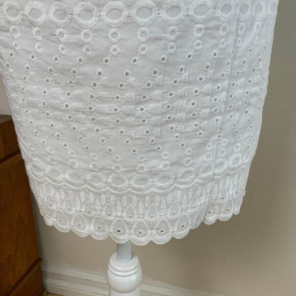 Kasper Size 6 Embroidered Eyelet Sleeveless Sheath Dress White Summer Elegant - Picture 7 of 14